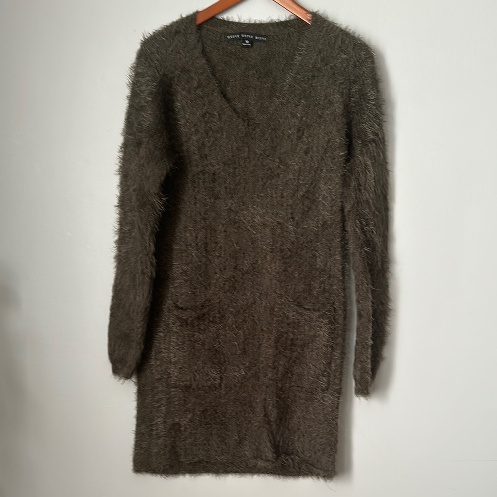 Fuzzy Olive Lonf Sleeve Sweater Dress size M